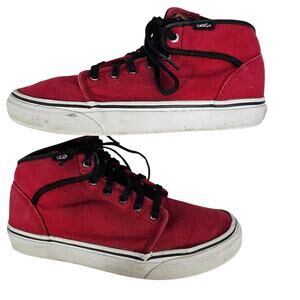 Vans Vintage Red High Tops with Leopard Print Interior Unisex M 7.5 | W 9